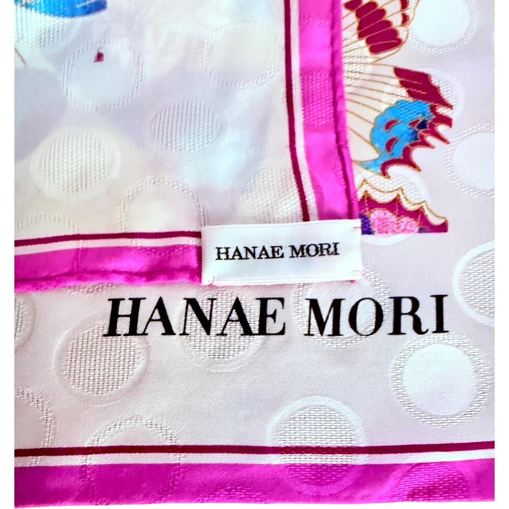 Hanae Mori Butterfly Silk Scarf 35x35 Signature Print 1970s Japan Hand Rolled - Picture 13 of 13
